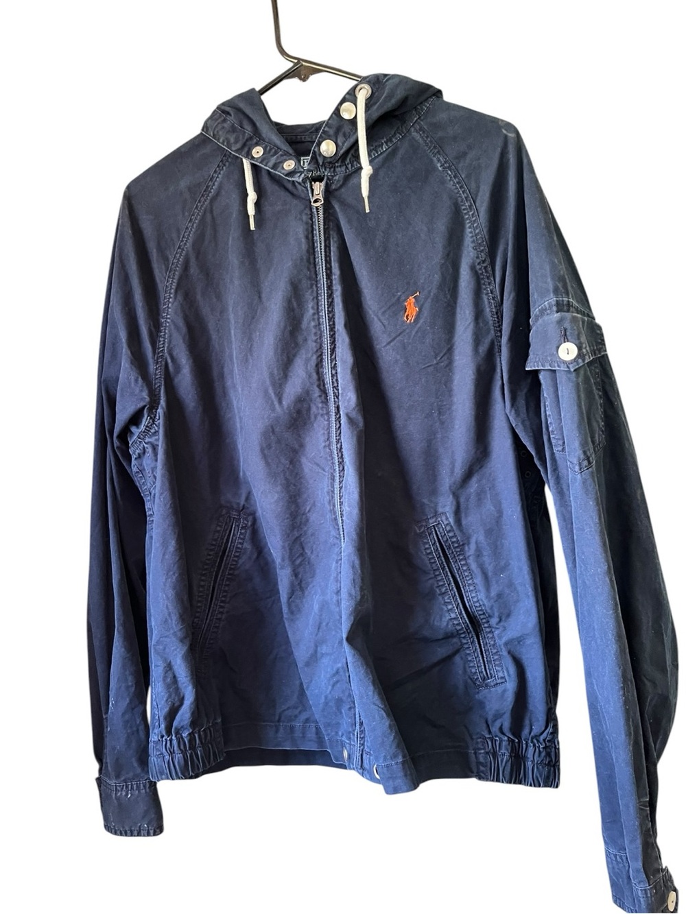 Polo by Ralph Lauren Navy Hooded Utility Jacket with Orange Pony